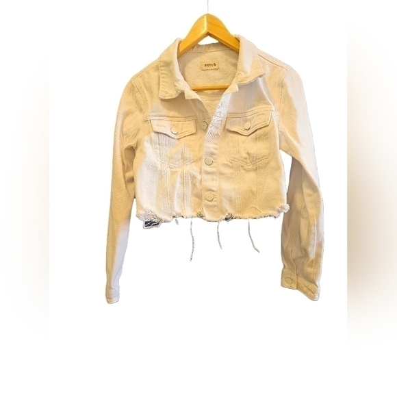 Mono B white distressed cropped jean jacket small - Picture 1 of 5